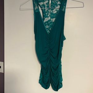 Women’s top green  v-neck front lace back